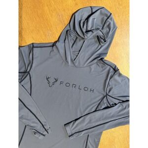 Forloh Womens Large Sun Hoodie Made USA Performance Hunting Fishing Gray UPF